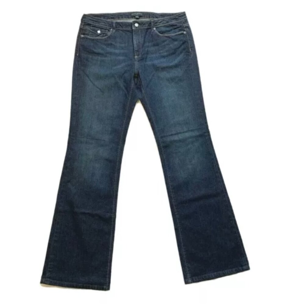 Banana Republic Jeans Women 14L Tall 38x33 Bootcut Stretch Flap Pocket Dark Wash